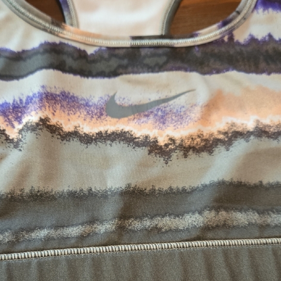 Nike Dri-fit Striped Sports Bra Olive #846 - Picture 2 of 8